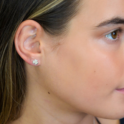 POM Sterling Silver Clover Stud Earrings