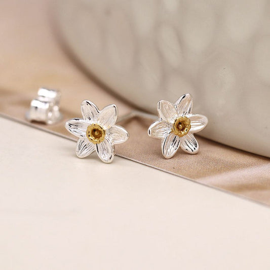 POM Sterling Silver & Gold Daffodil Earrings