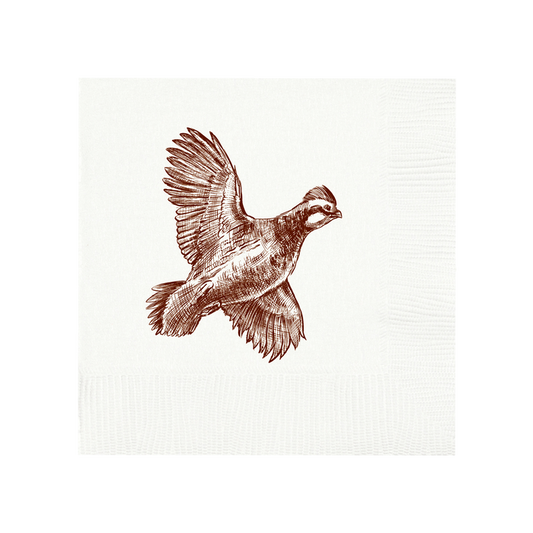 Quail Cocktail Napkins - WHITE