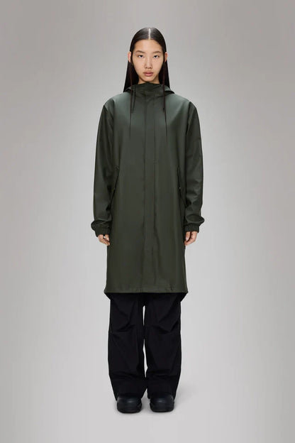 Rains Long Fishtail Parka Jacket - Green