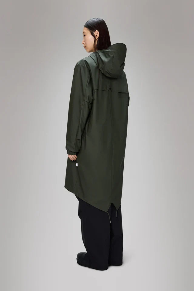 Rains Long Fishtail Parka Jacket - Green