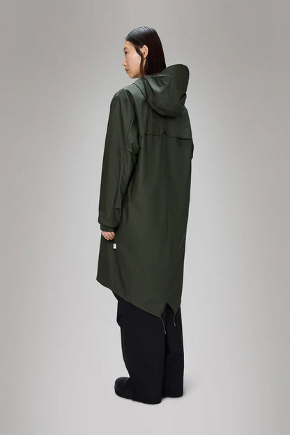 Rains Long Fishtail Parka Jacket - Green