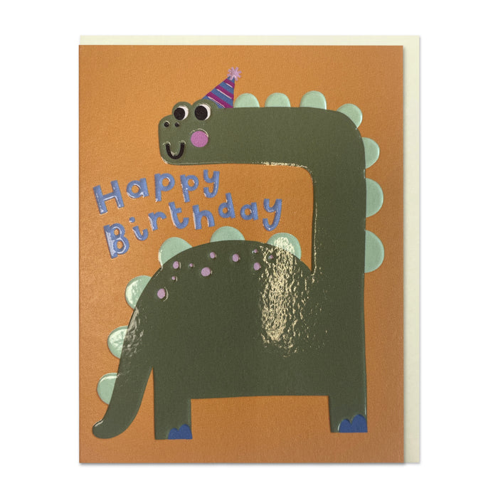 Raspberry Blossom Birthday Dino Greetings Card