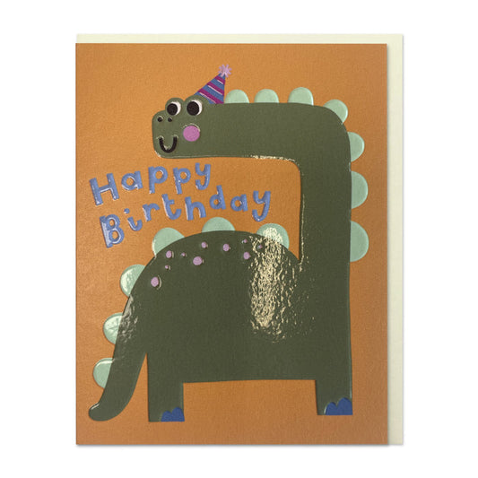Raspberry Blossom Birthday Dino Greetings Card