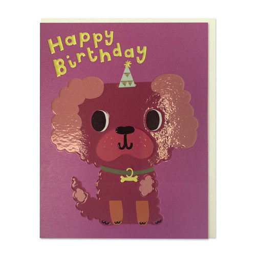 Raspberry Blossom Birthday Dog Greetings Card