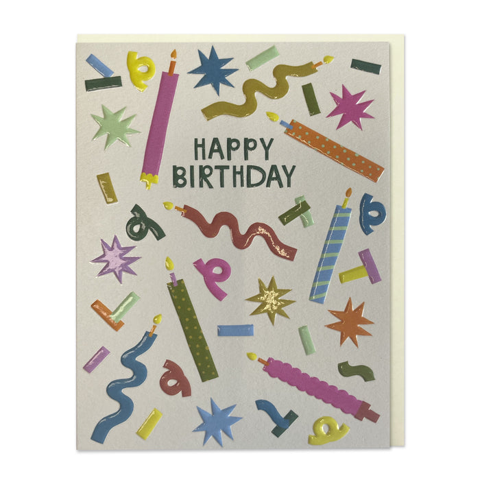 Raspberry Blossom Happy Birthday Candles Greetings Card