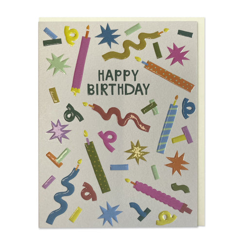 Raspberry Blossom Happy Birthday Candles Greetings Card