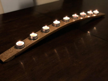 Reclaimed Vino Barrel Candelabra or Menorah - (9 or 12 candles)- Save our Landfills!