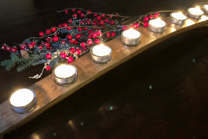 Reclaimed Vino Barrel Candelabra or Menorah - (9 or 12 candles)- Save our Landfills!