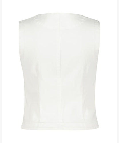 Red Button Denim Waistcoat - Off White