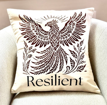 Rising Phoenix Throw Pillow, Cotton Canvas,  20 x 20 - Handmade by Survivors