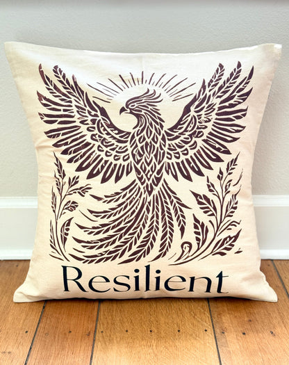 Rising Phoenix Throw Pillow, Cotton Canvas,  20 x 20 - Handmade by Survivors