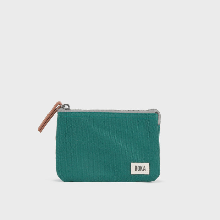 Roka Carnaby Small Sustainable Canvas Purse - Teal