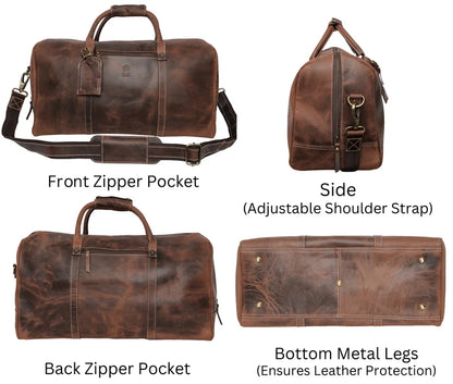 Sasha Carry On Leather Duffle Bag (Walnut Brown)