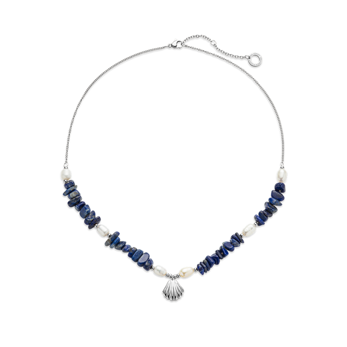 Scallop Stone Halskette Silber