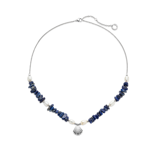 Scallop Stone Halskette Silber