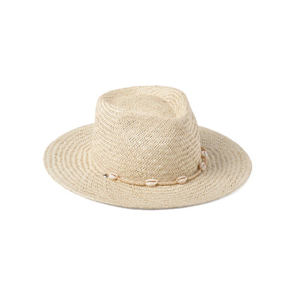 Seashells Fedora, a natural straw hat with seashell embellishments