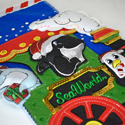 SeaWorld Christmas Animal Train Felt Stocking 18"