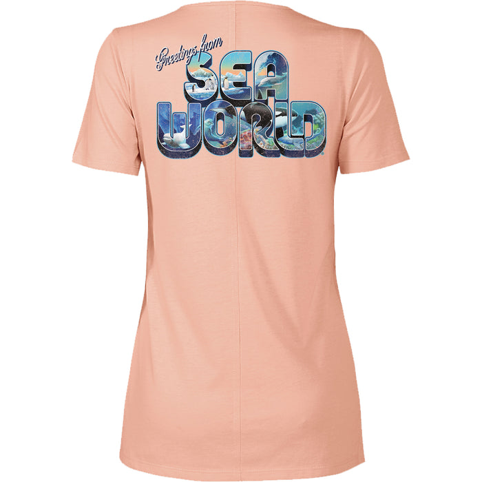 SeaWorld Greetings From Orlando Blush Ladies Tee back