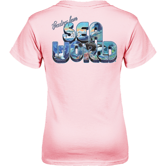 SeaWorld Greetings From Orlando Pink Youth Girl Tee back