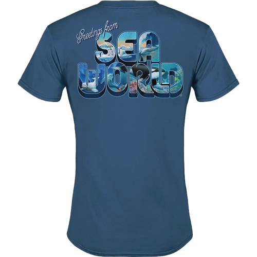 SeaWorld Greetings From San Antonio Blue Men's Tee back