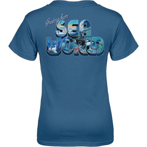 SeaWorld Greetings From San Antonio Blue Youth Boy Tee back