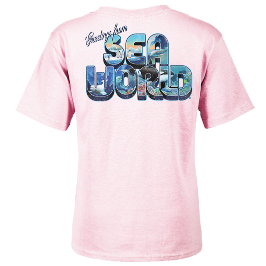 SeaWorld Greetings From San Antonio Pink Toddler Girl Tee back