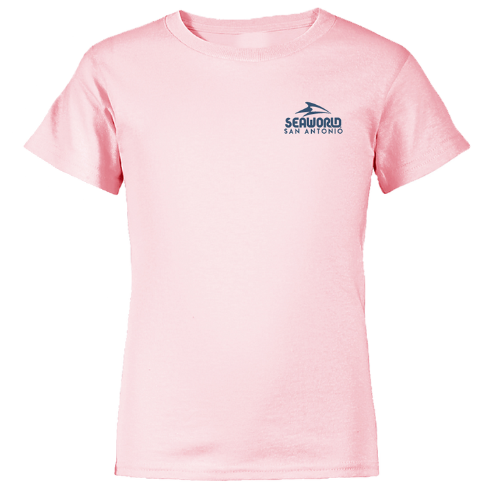 SeaWorld Greetings From San Antonio Pink Youth Girl Tee front