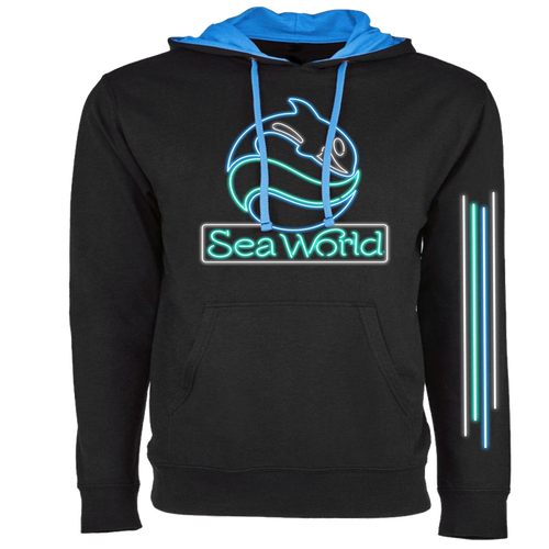 SeaWorld Neon Sign Black Pullover Hoodie Adult