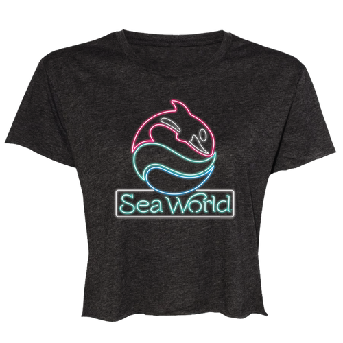 SeaWorld Neon Sign Charcoal Crop Tee Junior