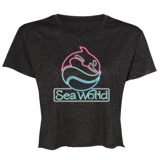 SeaWorld Neon Sign Charcoal Crop Tee Junior