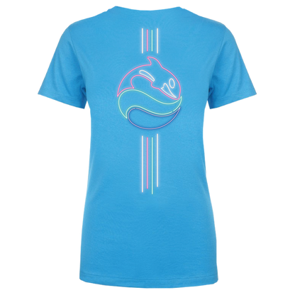 SeaWorld Neon Sign Turquoise Tee Adult back