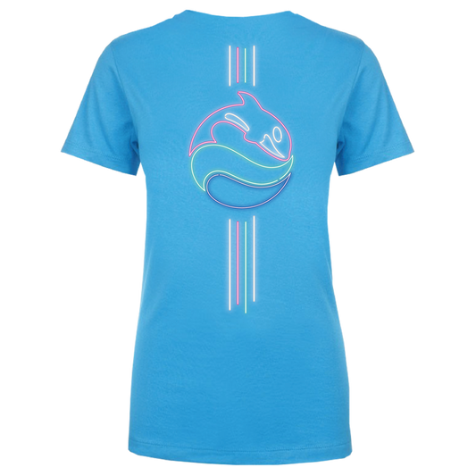SeaWorld Neon Sign Turquoise Tee Adult back