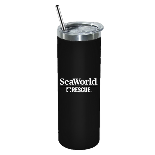 SeaWorld Rescue 20 Oz Black Stainless Steel Skinny Tumbler