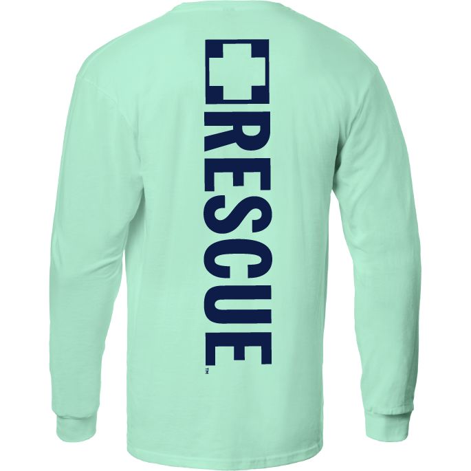 Seaworld Rescue Navy Mint Adult Long Sleeve Tee back