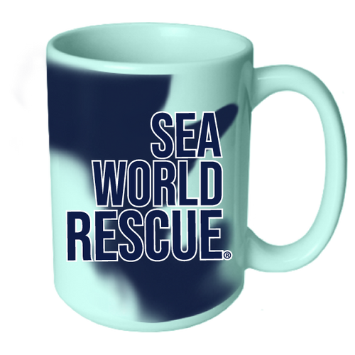 SeaWorld Rescue Navy Mint Tie Dye Mug 15 Oz
