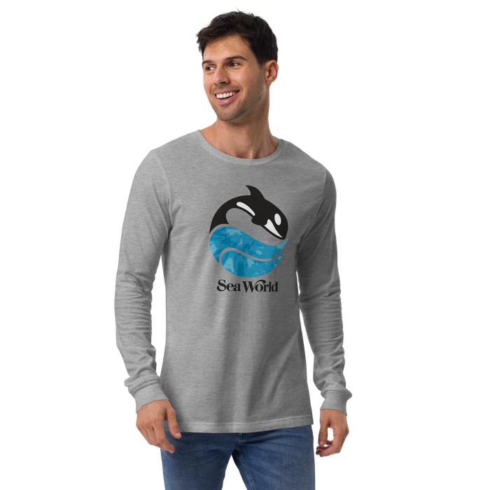 person wearing SeaWorld Tie-Dye Logo Long Sleeve Adult Tee