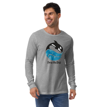 person wearing SeaWorld Tie-Dye Logo Long Sleeve Adult Tee