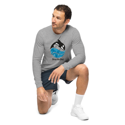 person wearing SeaWorld Tie-Dye Logo Long Sleeve Adult Tee