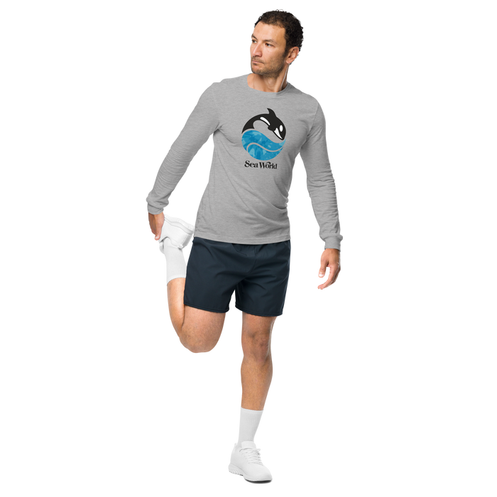 person wearing SeaWorld Tie-Dye Logo Long Sleeve Adult Tee