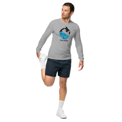 person wearing SeaWorld Tie-Dye Logo Long Sleeve Adult Tee