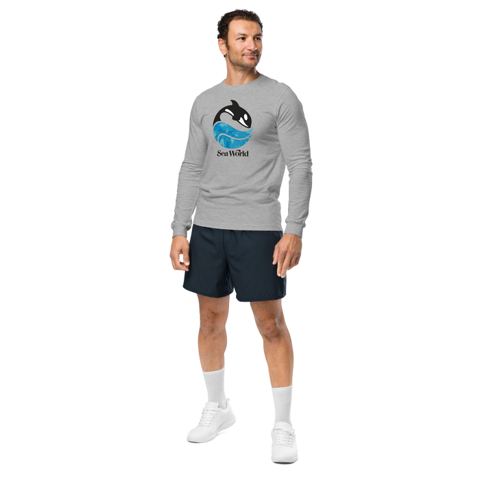 person wearing SeaWorld Tie-Dye Logo Long Sleeve Adult Tee