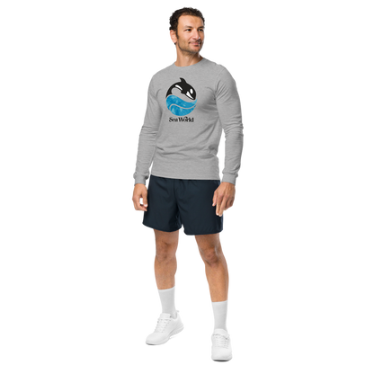 person wearing SeaWorld Tie-Dye Logo Long Sleeve Adult Tee