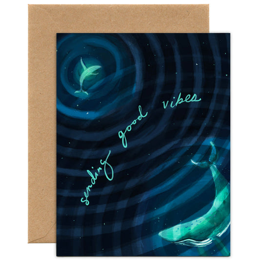 Sending Good Vibes Whale Card — Get Well, Everyday, Thinking of You Card