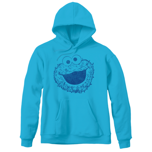 Sesame Street Big Face Cookie Monster Blue Adult Pullover Hoodie