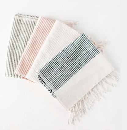 Set of 2 Hand Woven Ethiopian Cotton Rivera Hand Towels, Eco-Friendly, Fair Trade
