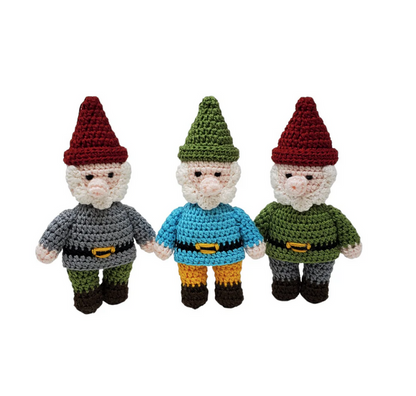 Set of 3 Hand Crochet Gnome Ornaments, Fair Trade from Armenia