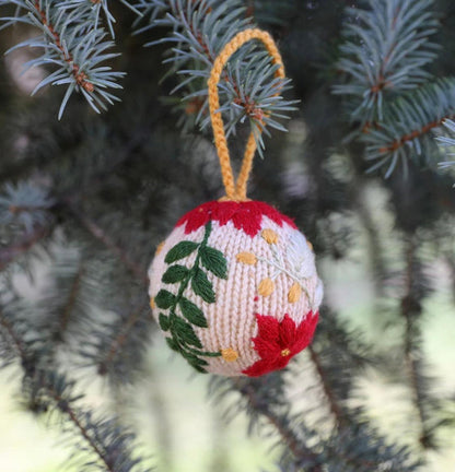 Set of 3 Hand Knit Globe Ornaments, Fair Trade
