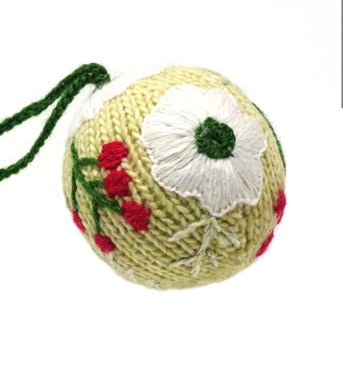 Set of 3 Hand Knit Globe Ornaments, Fair Trade