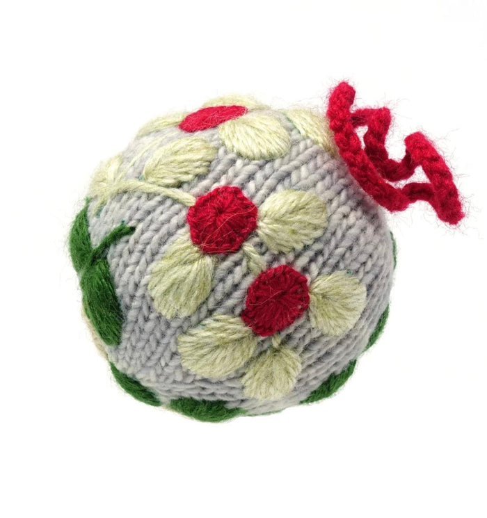 Set of 3 Hand Knit Globe Ornaments, Fair Trade